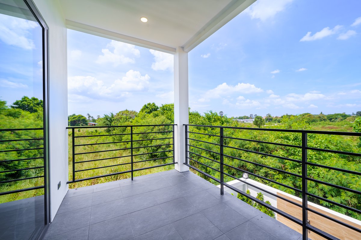 Upper terrace with green views