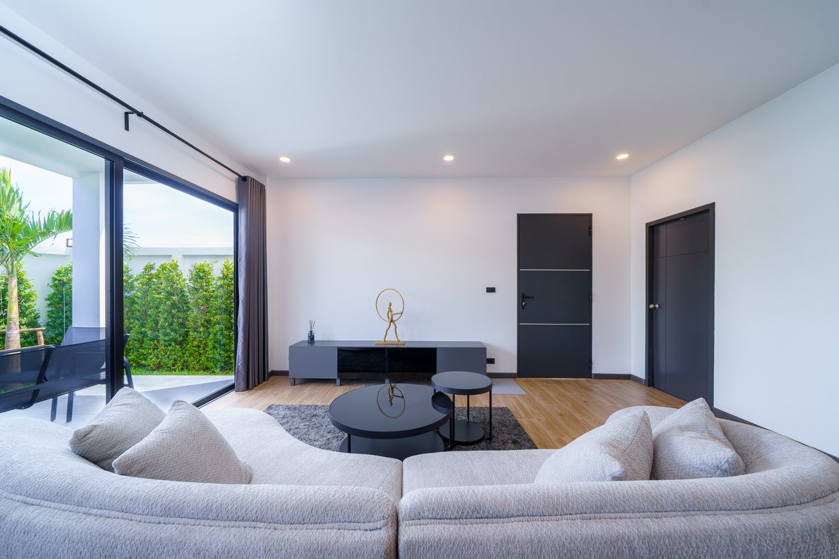 Open-plan living with garden view